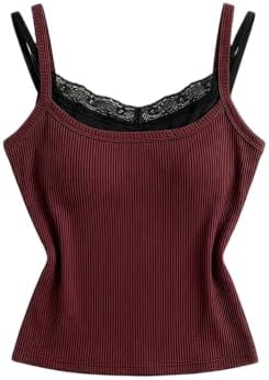 2 in 1 Y2k Lace Cami Top Summer Going Out Crop Tops Rave Outfits Gothic