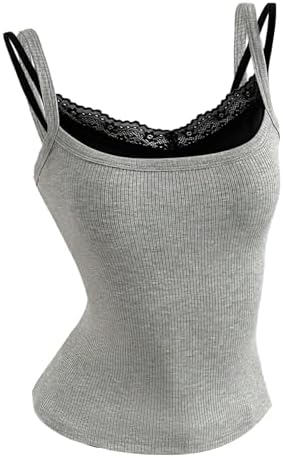 2 in 1 Y2k Lace Cami Top Summer Going Out Crop Tops Rave Outfits Gothic