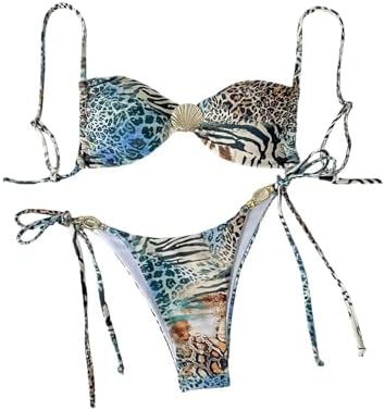 2 Piece Leopard String Bikini Set Cheeky Swimsuits Hawaiian Outfits