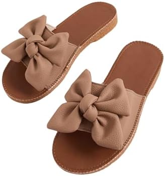 Bow Sandals Leather Cute Summer Shoes Beach Flat Sandals