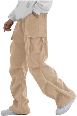 Boy's Casual Baggy Cargo Pants Elastic Waist Workout, Apricot