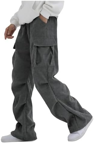 Boy's Casual Baggy Cargo Pants Elastic Waist Workout, Dark Grey