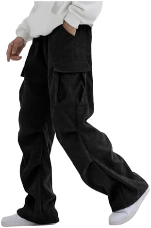 Boy's Casual Baggy Cargo Pants Elastic Waist Workout Sweatpants Joggers Dark