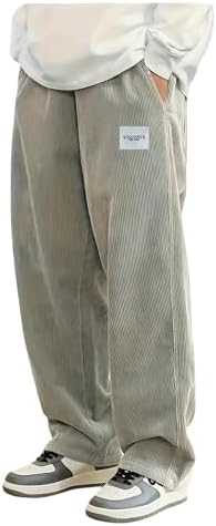 Boy's Corduroy Pants Elastic Waist Straight Leg Comfy Long Trousers