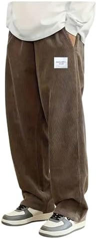 Boy's Corduroy Pants Elastic Waist Straight Leg Comfy Long, Mocha Brown