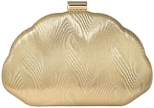 Clutch Purses Seashell Shaped Evening Handbag Metallic Chain Strap Mini