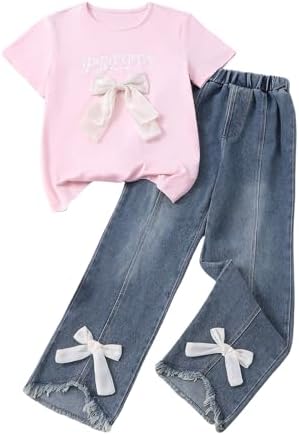Cute Outfits for Girls 10-12 Graphic Tees and Straight Leg, Pink
