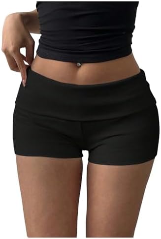 Fold Over Micro Shorts Y2k Booty Mini Short Black