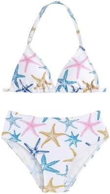 Girl's 2 Piece Cute Bathing Suits Halter Backless Bikini Set Girls Swimsuits