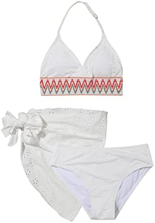 Girl's 3 Piece Cute Bathing Suits Halter Bikini Sets Triangle Bikinis with