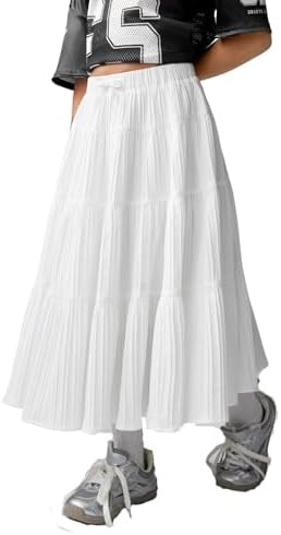 Girl's Boho Summer Going Out Skirts Floral Print Ruffle, White