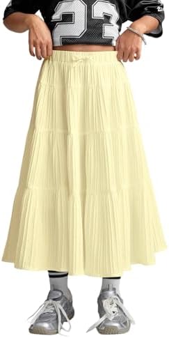 Girl's Boho Summer Going Out Skirts Floral Print Ruffle, Yellow