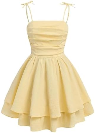 Girl's Bow Tie Shoulder Sleeveless Princess Dress Ruched Tiered Layered