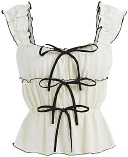 Girl's Bowknot Tiered Ruffle Tank Tops Summer Sleeveless Peplum Tops Going