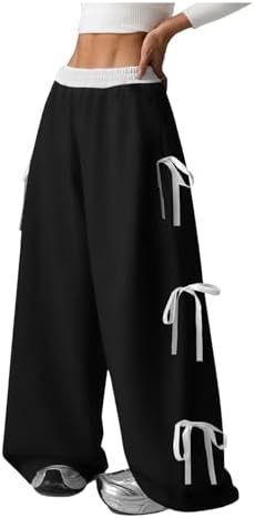 Girl's Coquette Bow Wide Leg Baggy Pants Lightweight Cute Spring Summer
