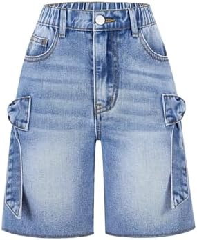 Girl's Jorts Cute Bow Knee Length Denim Shorts with Pockets