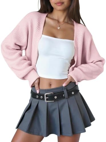 Girls Cardigan Cropped Long Sleeeve Lightweight Bolero Shrug Pink