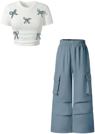 Girls Clothes 2 Piece Matching Set Cute Spring Outfits 2026, Dusty Blue