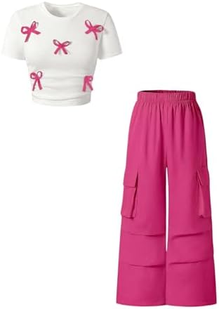 Girls Clothes 2 Piece Matching Set Cute Spring Outfits 2026, Hot Pink