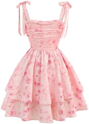 Girls Floral Flowy Cami Dress Ruffle Tiered Summer Flower Dresses