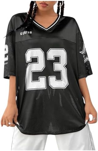 Jersey Shirts for Women Y2K Graphic Tees Streetwear Oversized Tops
