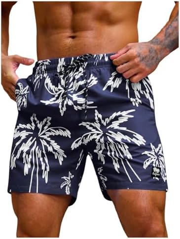Men's 7 Inch Swim Trunks with Pockets Quick Dry Swimsuit, Dark Blue