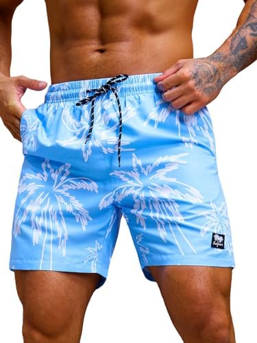 Men's 7 Inch Swim Trunks with Pockets Quick Dry Swimsuit, Blue