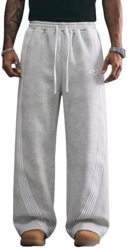 Men's Baggy Cheetah Pants Wide Leg Barrel Y2K Pants, Grey