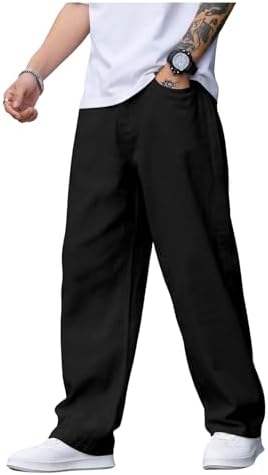 Men's Baggy Jeans High Waist Wide Leg Classic Denim Pants, Black