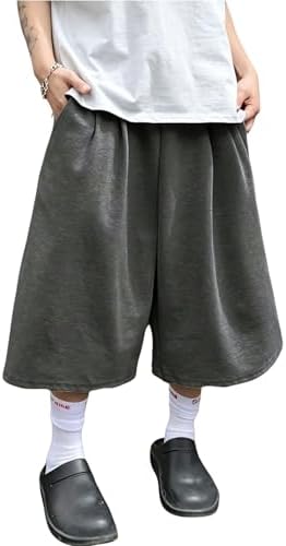 Men's Baggy Sweat Shorts Wide Leg Athletic Oversized Sweat, Dark Grey