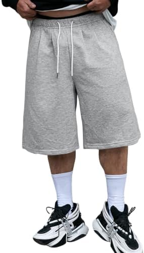 Men's Baggy Sweat Shorts Wide Leg Drawstring Waist 3/4 Bermuda Short with