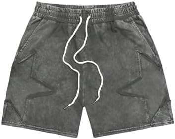 Men's Bermuda Shorts Star Drawstring Waist Y2K Sweat Shorts, Grey