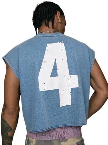 Men's Graphic Tees Y2K Grunge Cropped Shirt Summer Muscle T-Shirts