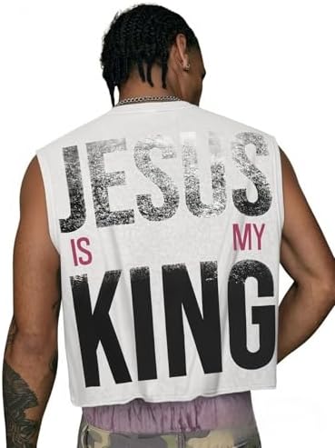 Men's Graphic Tees Y2K Grunge Cropped Shirt Summer Muscle, White