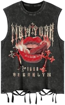 Men's Graphic Tees Y2k Grunge Distressed Tee Summer Shirt Sreetwear