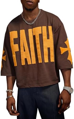 Men's Graphic Tees Y2K Oversized Tshirts Summer Shirts, Brown