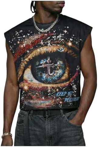 Men's Hip Hop Tank Tops Gothic Graphic Print Sleeveless Going Out Tops Rave