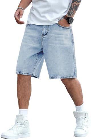 Men's Jorts Baggy Jean Shorts Mid Waist Vintage Summer Denim Shorts Medium