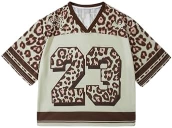 Men's Leopard Print Football Jersey Shirts Streetwear, Khaki