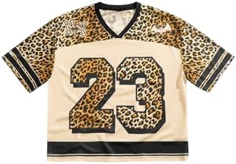Men's Leopard Print Football Jersey Shirts Streetwear Number Graphic Tees