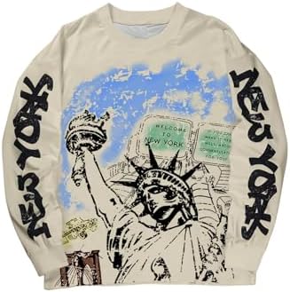 Men's Letter Graphic Street Wear Long Sleeve Crew Neck Drop, Apricot