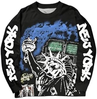 Men's Letter Graphic Street Wear Long Sleeve Crew Neck Drop Shoulder Tee Tops