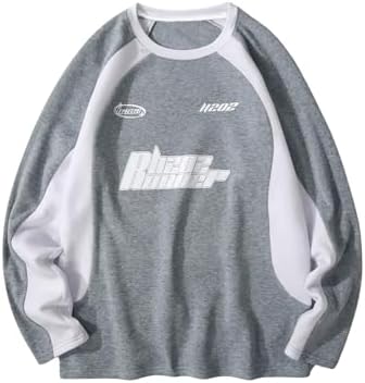 Men's Letter Print Colorblock Sweatshirt Streetwear Raglan Sleeve Pullover