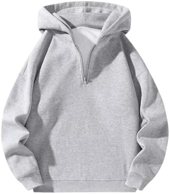 Men's Quarter Zip Pullover Hoodies Long Sleeve Drop Shoulder Sweatshirt