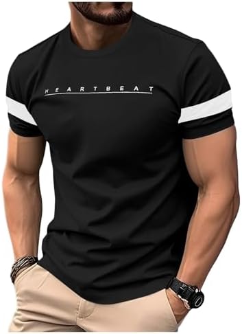 Men's Short Sleeve Graphic Tees Summer Muscle T Shirts Black, Black