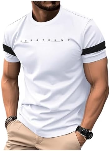 Men's Short Sleeve Graphic Tees Summer Muscle T Shirts White