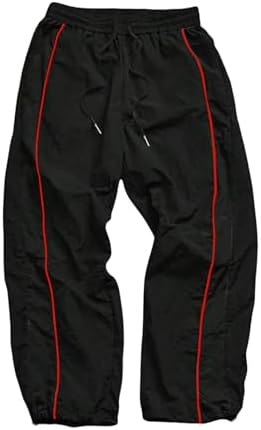 Men's Side Striped Athletic Pants Fitness Clothing Wide Leg Pants