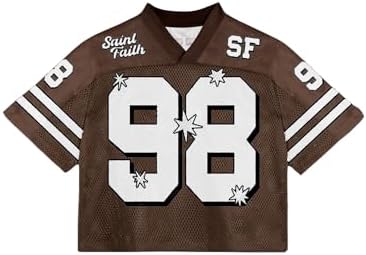 Men's Summer Jersey Shirts Number Graphic Tees Half Sleeve, Coffee Brown