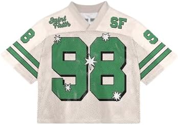 Men's Summer Jersey Shirts Number Graphic Tees Half Sleeve, Green