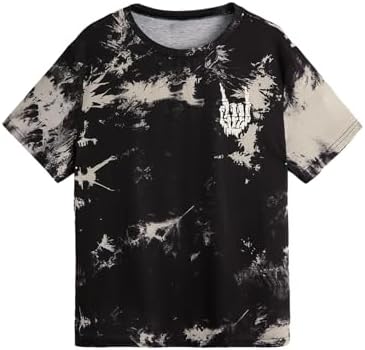 Men's Tie Dye Short Sleeve Round Neck Tee Top Beige Multi Medium